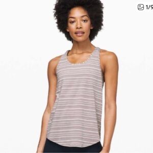 Athleta Gray Striped Tank Top